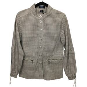 FDJ French Dressing Jeans Preppy Cinch Waist Plaid Lightweight Casual Jacket S